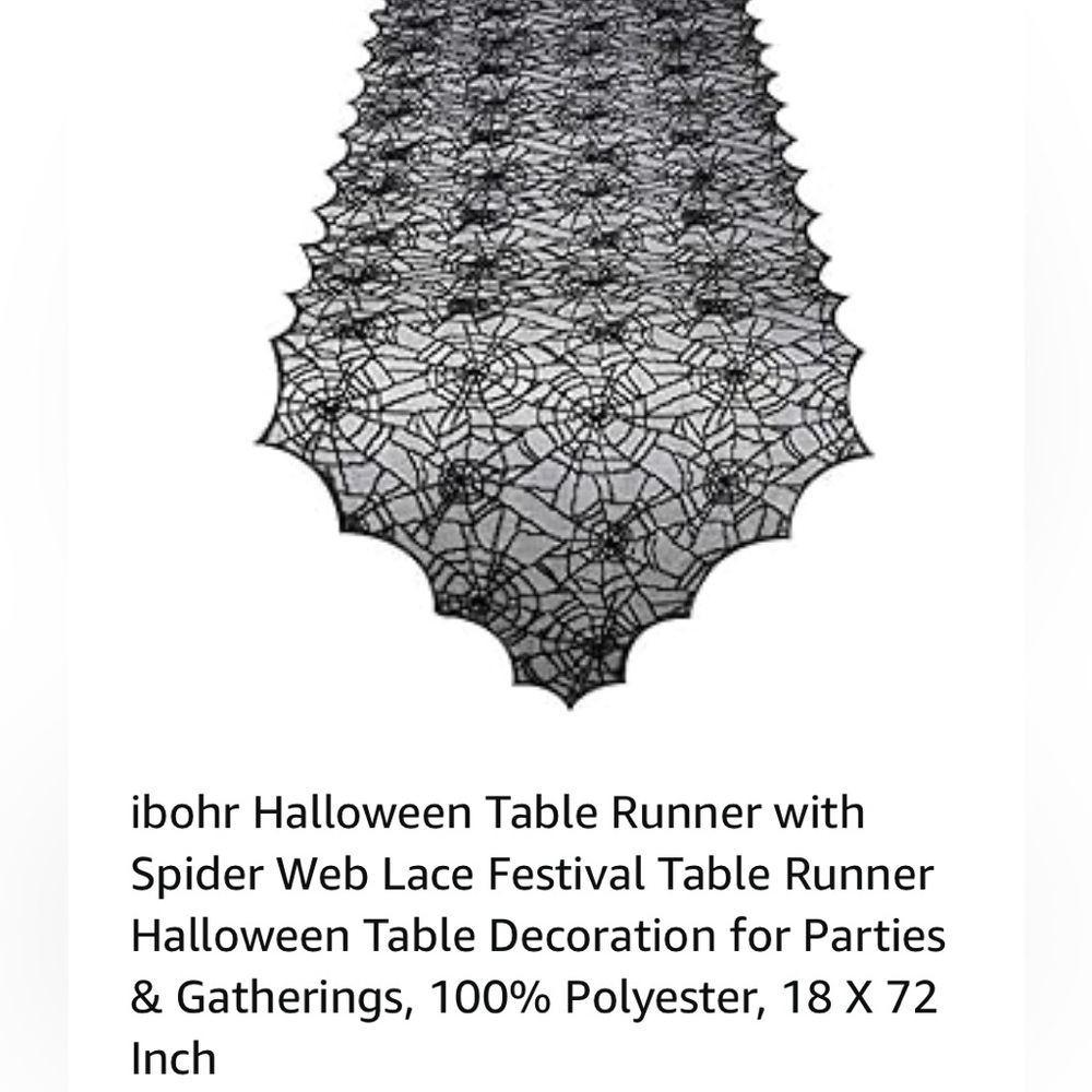Halloween lace spiderweb table runner 18 x 72“